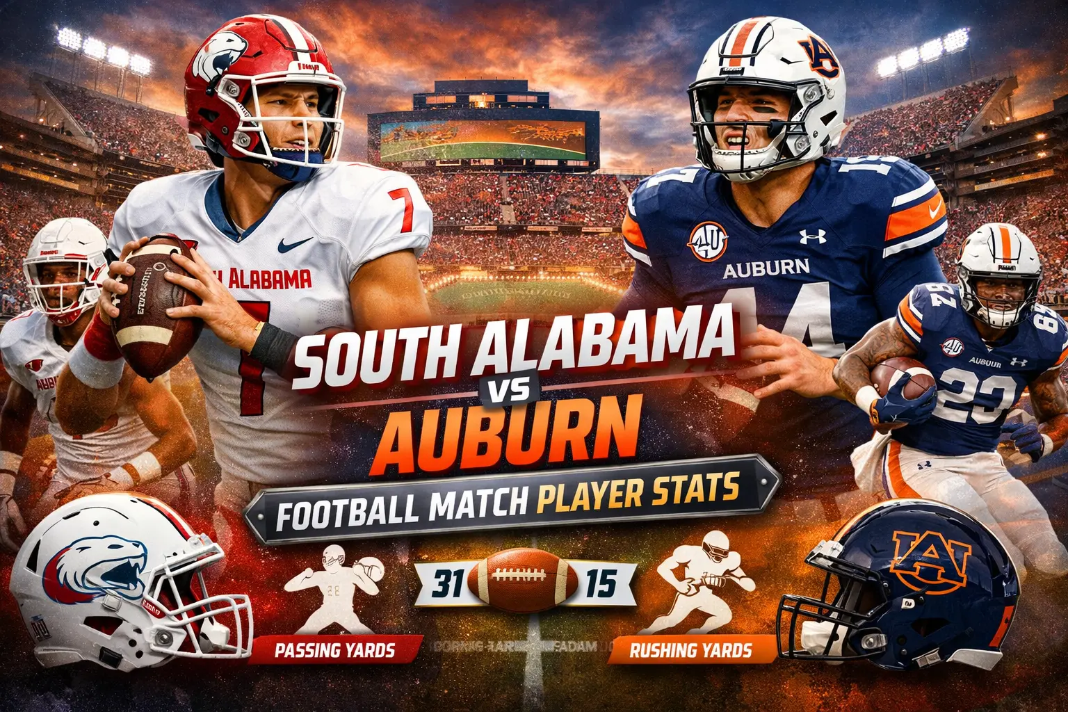 South Alabama vs Auburn Player Stats