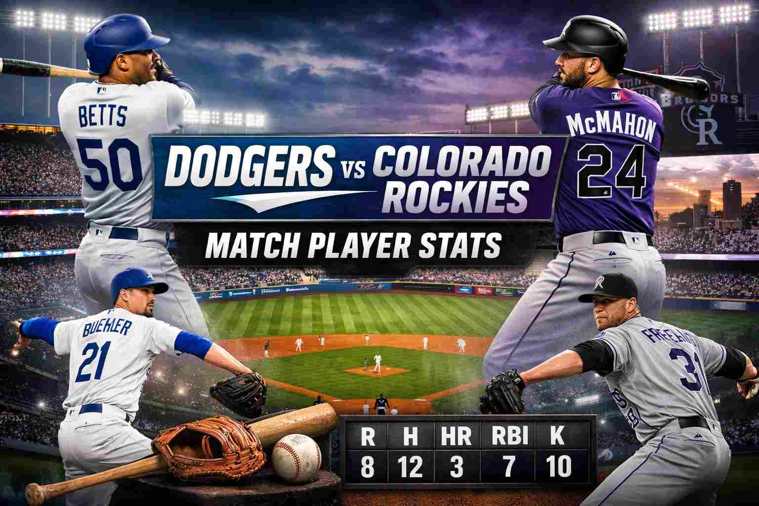 dodgers vs colorado rockies match player stats